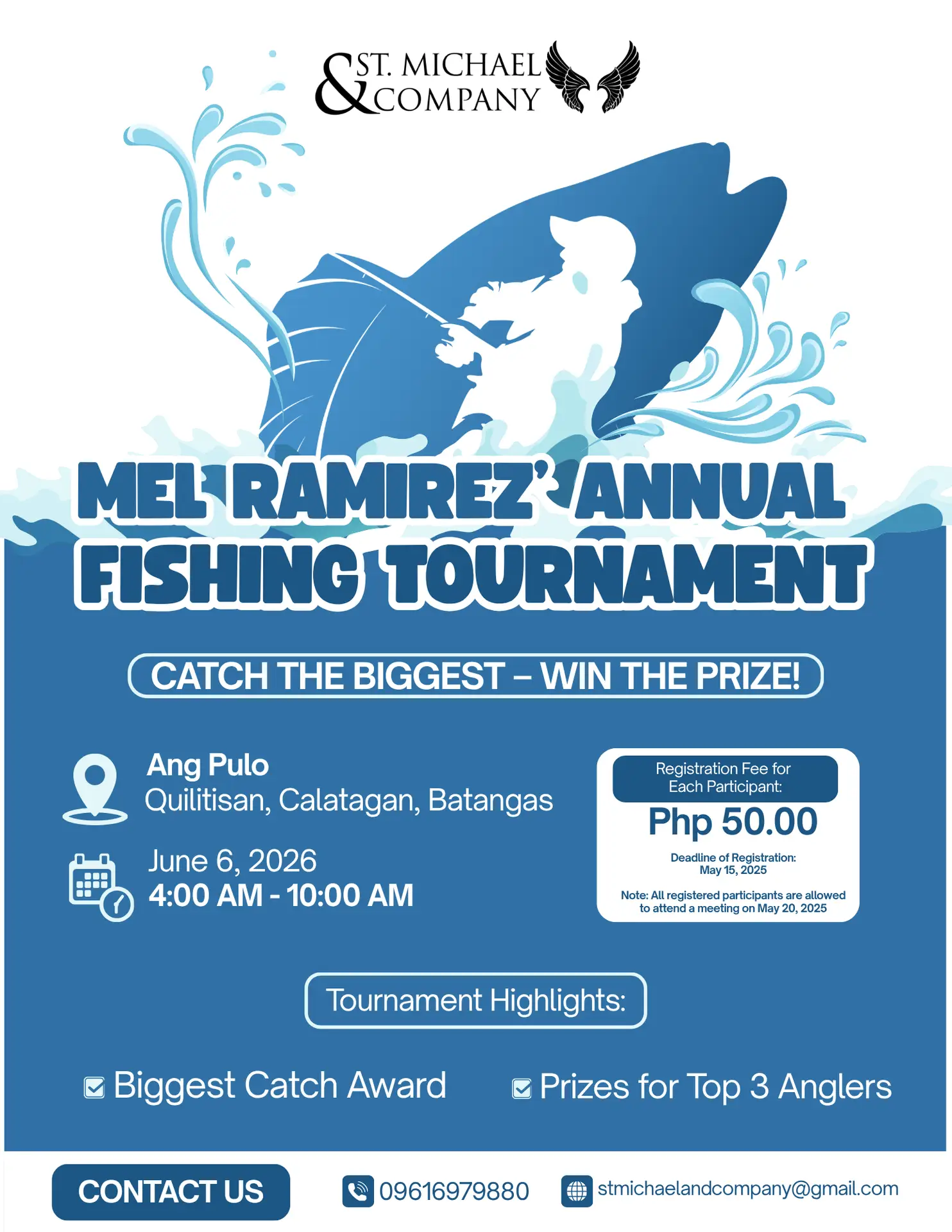 ST. MICHAEL HEALTH & WELLNESS ANNOUNCES MEL RAMIREZ’ INAUGURAL FISHING TOURNAMENT ON JUNE